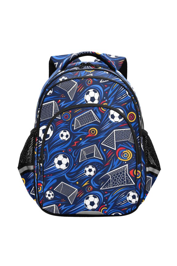 Football and Net School Backpack Elementary Bag Student Bookbag Travel Rucksack