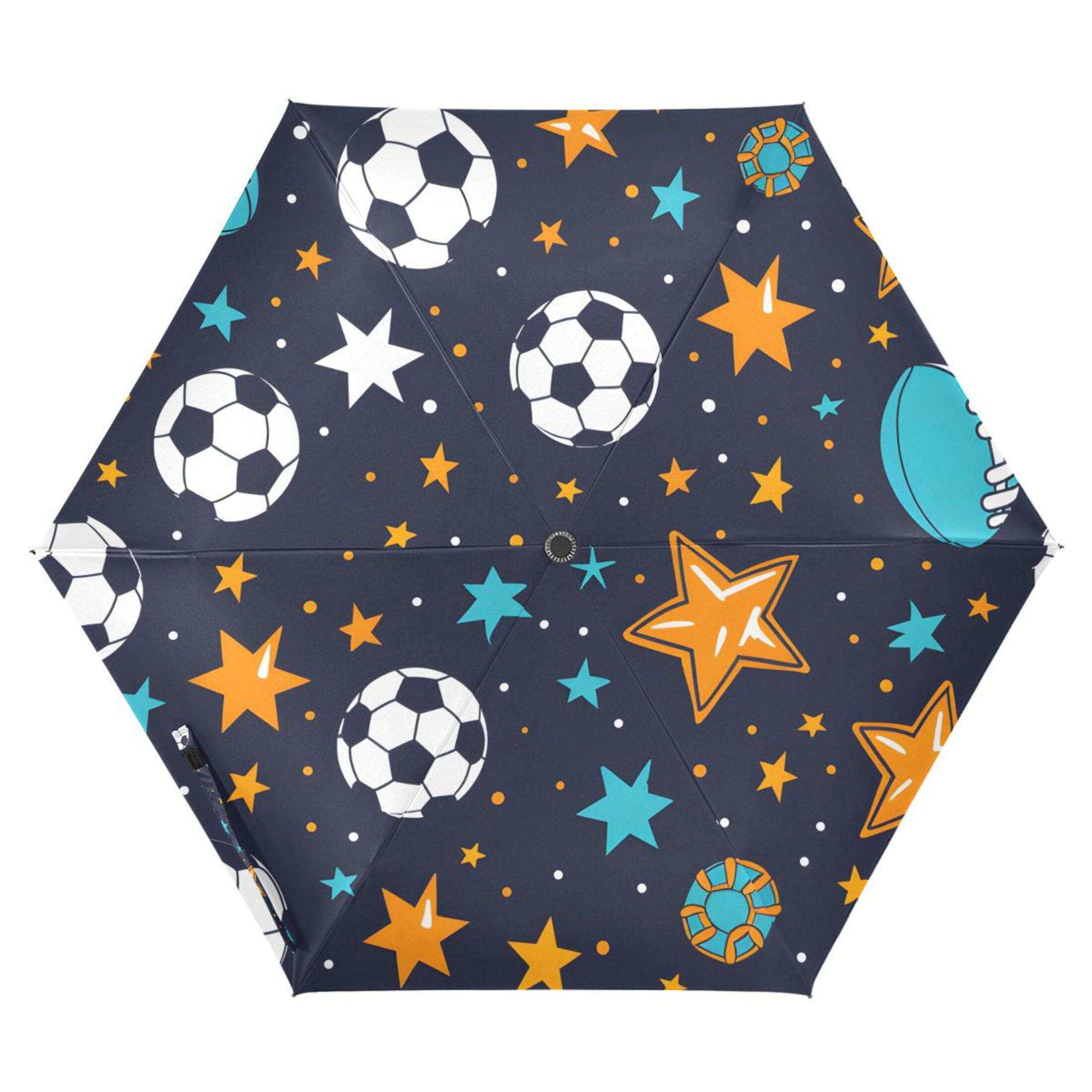 ALAZA Football and Star UPF 50+ Compact Folding Umbrella for Rain Travel Umbrella Packable
