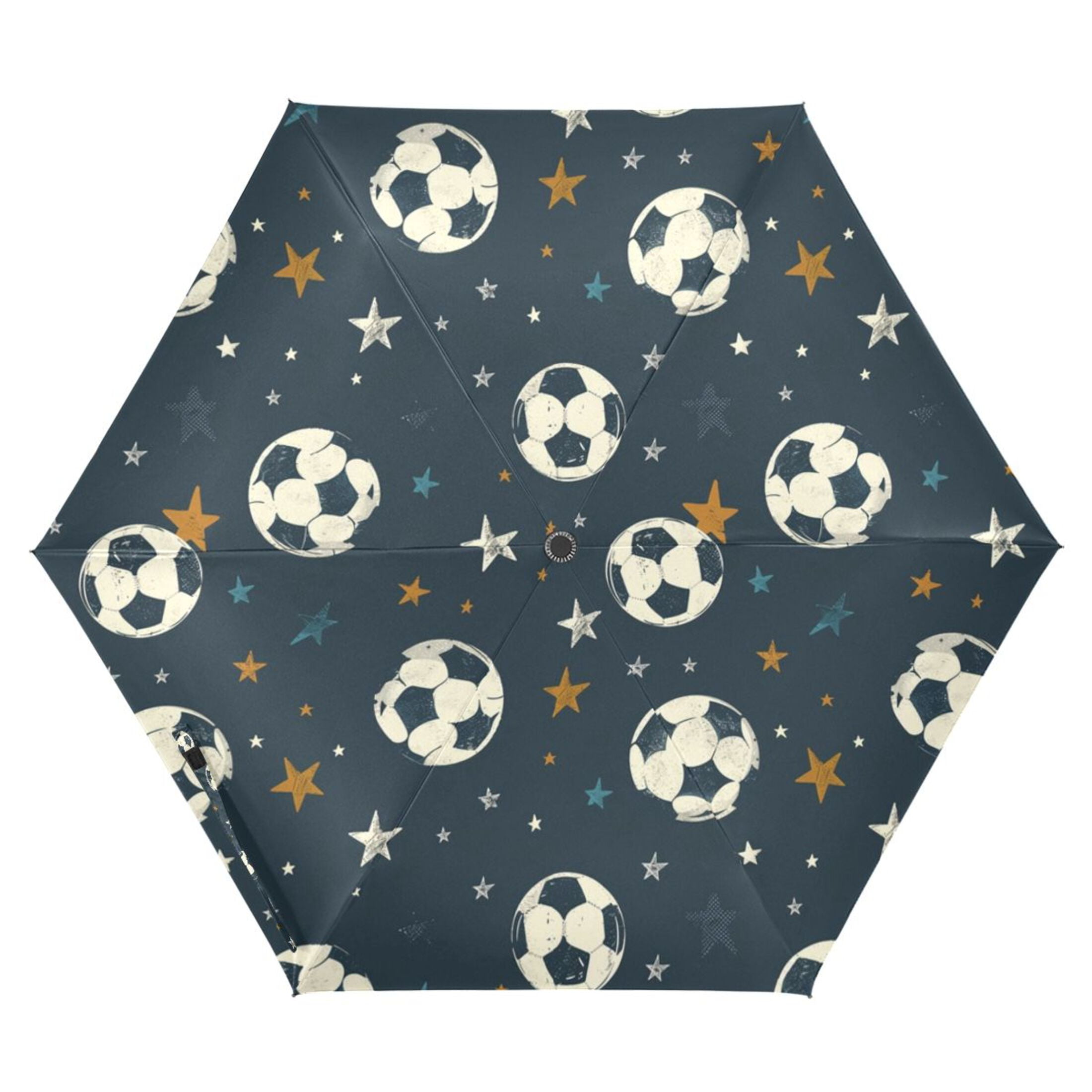 ALAZA Football and Stars UPF 50+ Compact Folding Umbrella for Rain Travel Umbrella Packable
