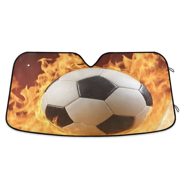 ALAZA Football in Fire Windshield Sun Shade Car Foldable Visor Block UV Rays Protector 55"x27.6"