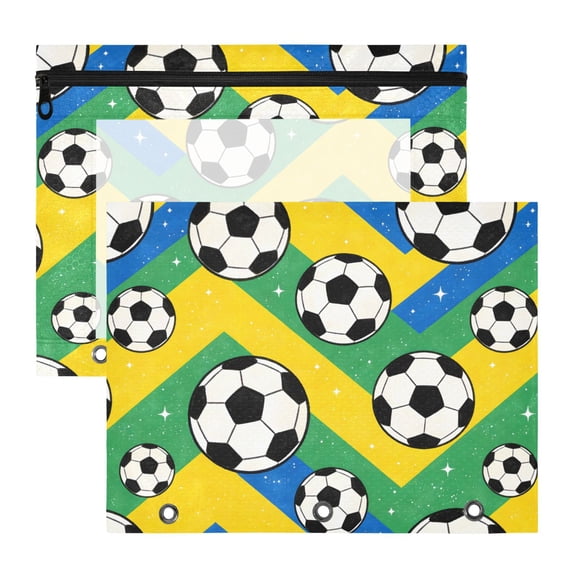 ALAZA Football on Geometry Pattern Pencil Pouch 3 Ring Binder with ...