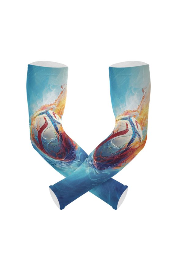 Football with Fire UV Sun Protection Arm Sleeves UPF 50+ Compression Cooling Sleeve 1 Pair