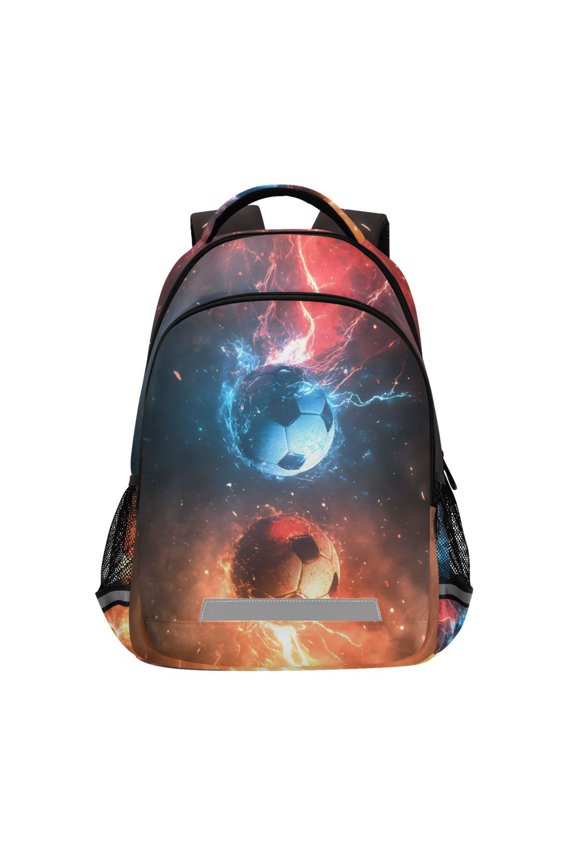 Footballs Fire Backpack Elementary School Bag Bookbag Travel Rucksack