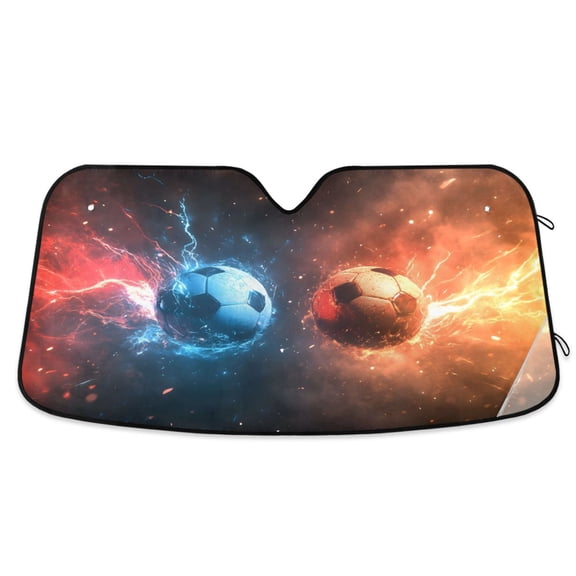 ALAZA Footballs Fire Windshield Sun Shade Car Foldable Visor Block UV Rays Protector 55"x27.6"