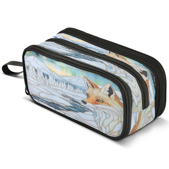 ALAZA Fox Marble Texture Pencil Case Bag Large 3 Compartment Pen Pouch ...