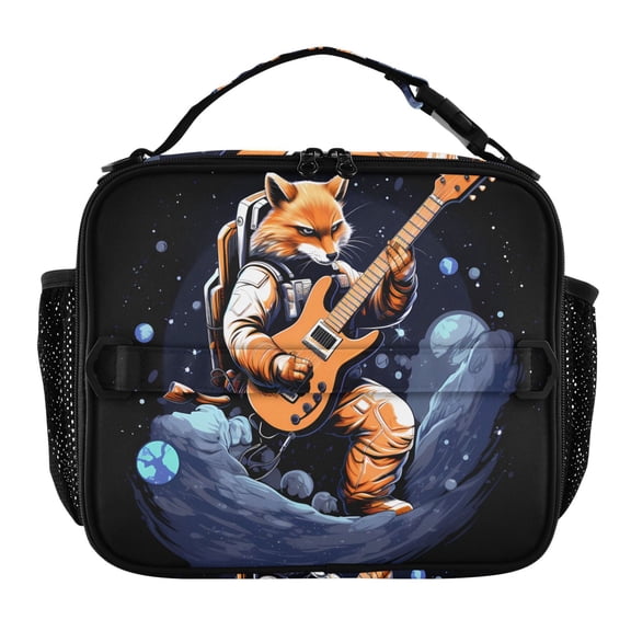 ALAZA Fox Play Guitar Lunch Box Insulated Lunch Bag Cooler Tote with Shoulder Strap
