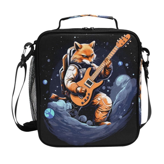 ALAZA Fox Play Guitar Lunch Box Insulated Lunch Bag Reusable Thermal Cooler Tote School Picnic
