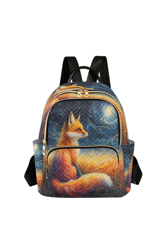 Fox Starry Night Womens Travel Laptop Backpack Large Daypack Ladies Shoulder Bags M