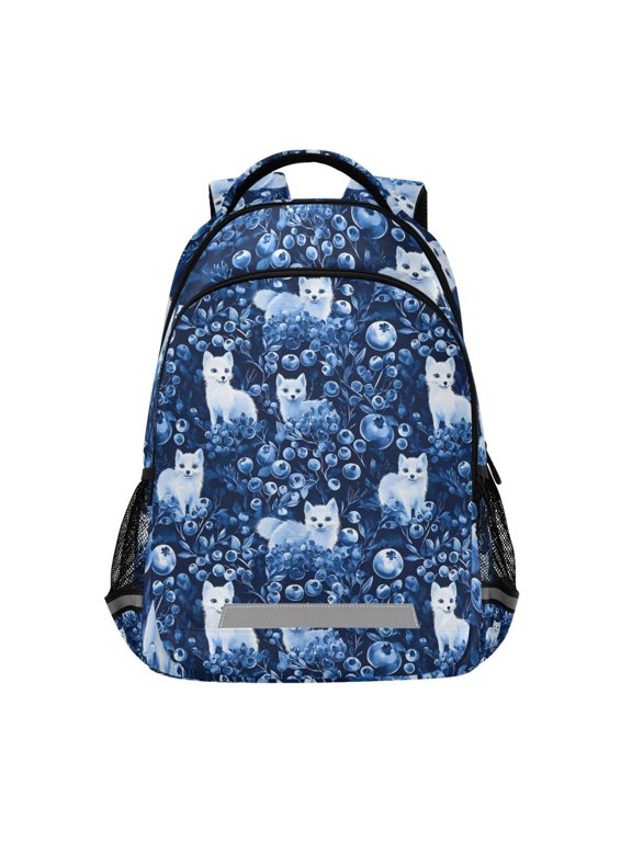 Fox in Blueberries Backpack Elementary School Bag Bookbag Travel Rucksack