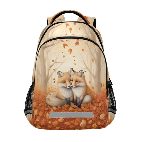 ALAZA Fox in Forest Autumn Leaves Backpack Elementary School Bag Bookbag Travel Rucksack