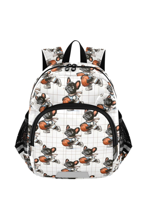 French Bulldog with Basketball Mini Backpack School Bookbag Age 3-7 Medium