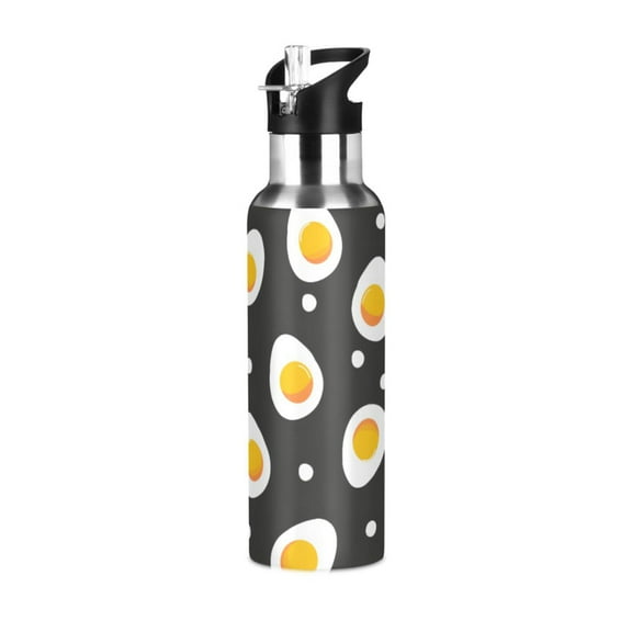 ALAZA Fried Eggs and Polka Dots Water Bottle Insulated Flask Stainless Steel Straw Lid 20 oz