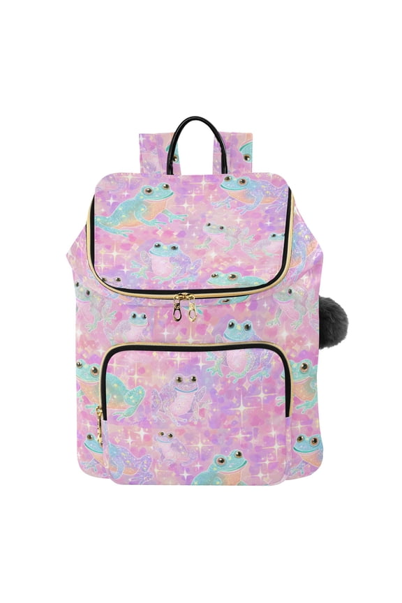 Frog Glitter Star Travel Backpack Laptop Bag Large Capacity Daypack
