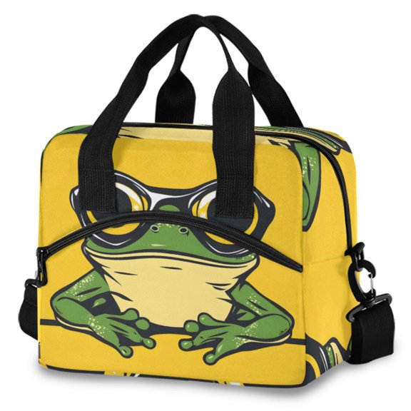 ALAZA Frog Insulated Lunch Box Large Reusable Cooler Bag with Shoulder Strap