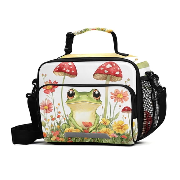 ALAZA Frog Mushrooms Lunch Box Insulated Cooler Bag Reusable Tote Bags Shoulder Strap