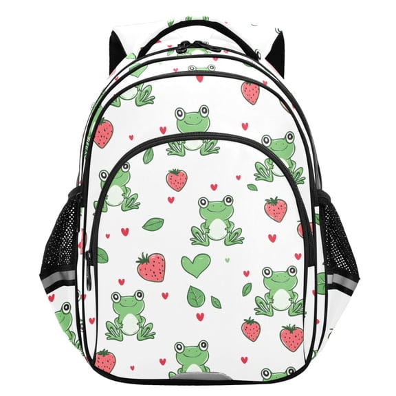 ALAZA Frog Strawberry School Backpack Elementary Bag Student Bookbag Travel Rucksack