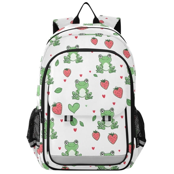 ALAZA Frog Strawberry School Laptop Backpack Travel Bag Casual Student Bookbag Rucksack