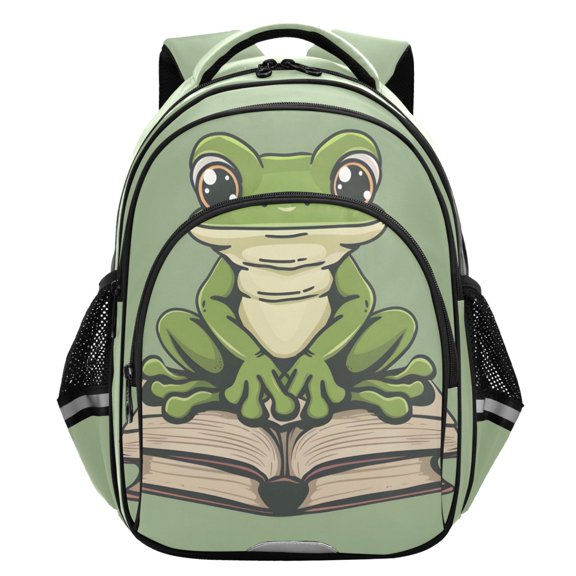 ALAZA Frog on Book School Backpack Elementary Bag Student Bookbag Travel Rucksack
