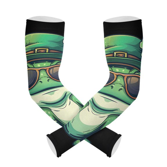 ALAZA Frog with Sunglasses UV Sun Protection Arm Sleeves UPF 50+ Compression Cooling Sleeve 1 Pair