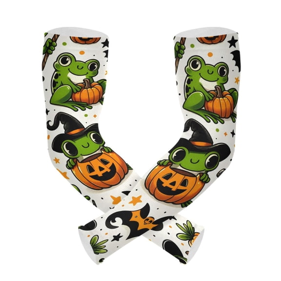 ALAZA Frogs on Pumpkins UV Sun Protection Arm Sleeves UPF 50+ Compression Cooling Sleeve 1 Pair