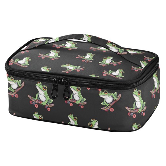 ALAZA Frogs on Skateboard Lunch Box Insulated Cooler Tote Bag Reusable School Picnic Travel Office