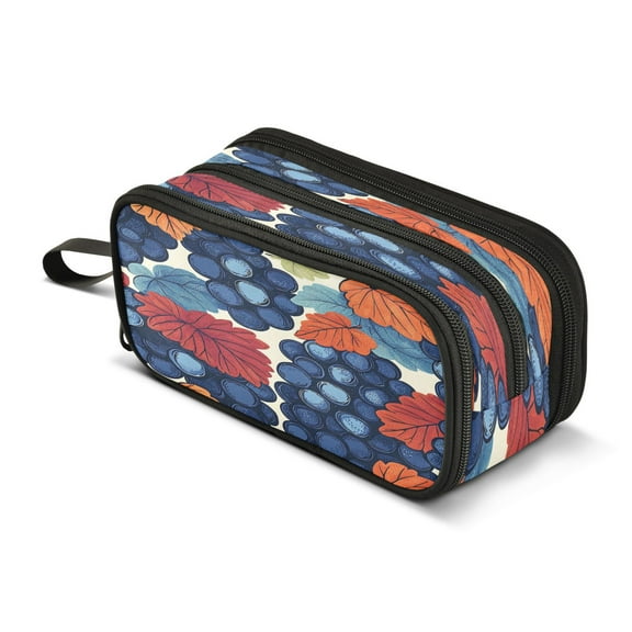 ALAZA Fruit Grapes Pencil Case Bag 3 Compartment Pen Pouch Large Storage Holder Box Organizer