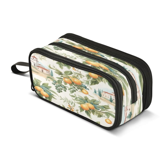 ALAZA Fruit Orange Landscape Pencil Case Bag 3 Compartment Pen Pouch Large Storage Holder Box Organizer