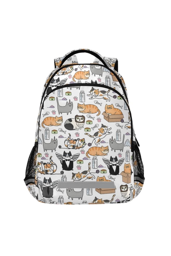 Funny Cats Life Pattern Backpack Elementary School Bags Student Bookbag Travel Rucksack