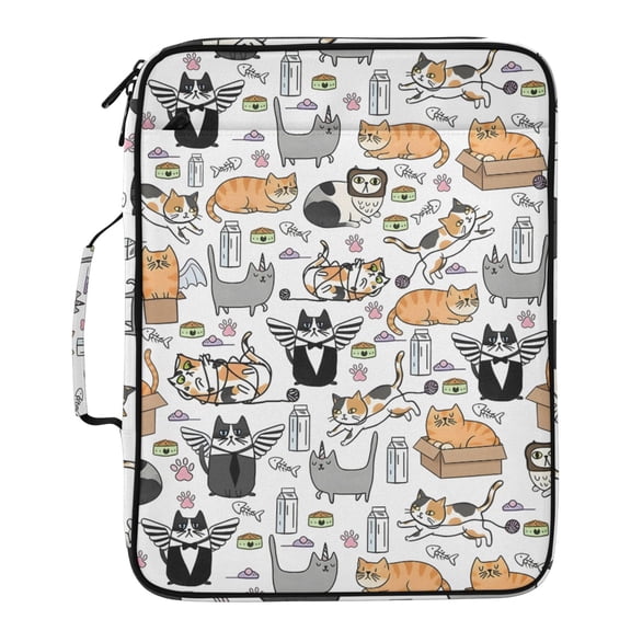 ALAZA Funny Cats Life Pattern Expanding Accordion File Folder 3 Ring Zipper Binder Organizer Portable Document Bag
