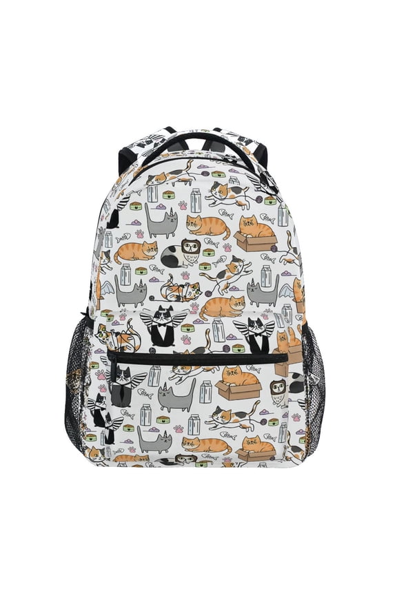 Funny Cats Life Pattern School Backpack Elementary Bookbag Laptop Bags Travel Daypack