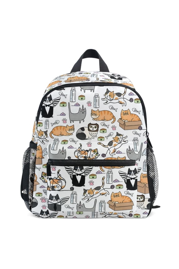 Funny Cats Life Pattern School Backpack Student Bookbag Mini Bag