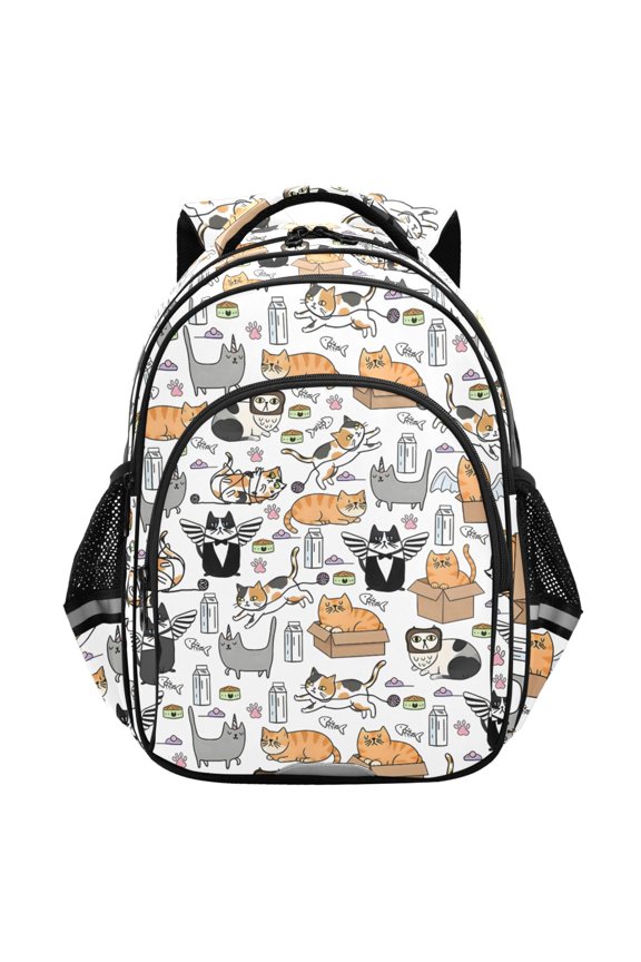 Funny Cats Life School Backpack Elementary Bag Student Bookbag Travel Rucksack