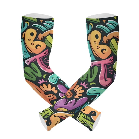 ALAZA Funny Character UV Sun Protection Arm Sleeves UPF 50+ Compression Cooling Sleeve 1 Pair