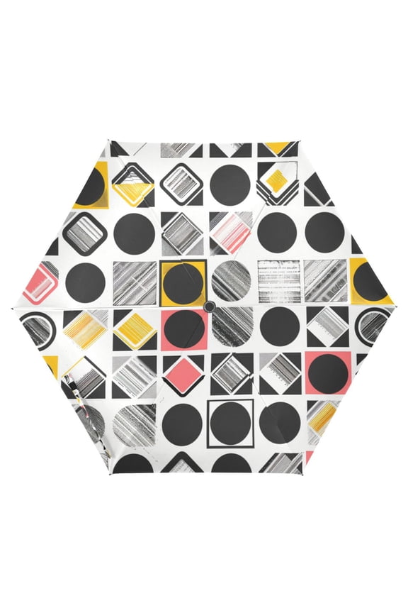 Funny Checkered Abstract Geometry UPF 50+ Compact Folding Umbrella for Rain Travel Umbrella Packable
