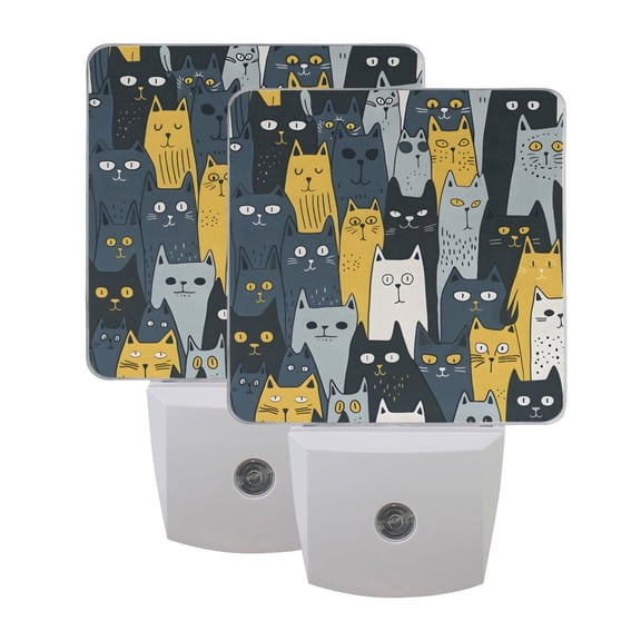 ALAZA Funny Cute Cats Night Lights 2 Pack Plug-in Wall LED Nightlight Auto Dusk-to-Dawn Sensor Lamps