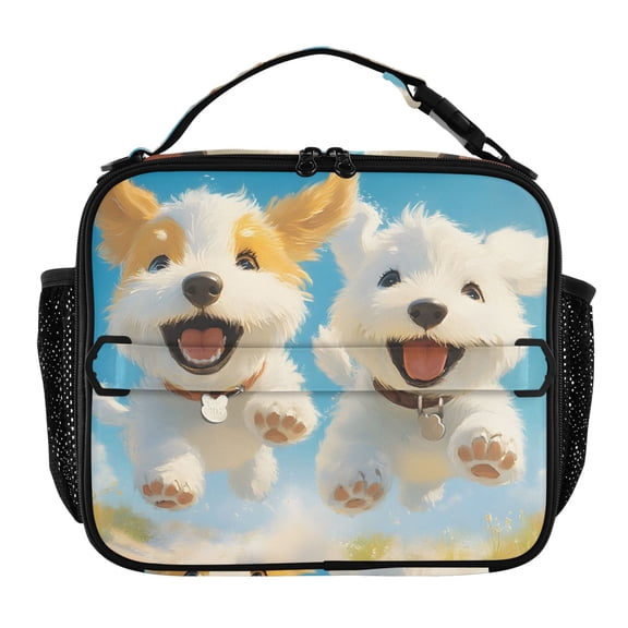 ALAZA Funny Cute Dogs and Sky Lunch Box Insulated Lunch Bag Cooler Tote with Shoulder Strap