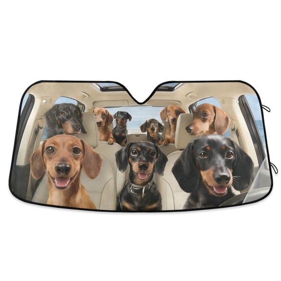 ALAZA Funny Dachshund Dog Driving Pattern Car Windshield Sun Shade Foldable UV Ray Sunshade Visor Protector 55 x 27.6in
