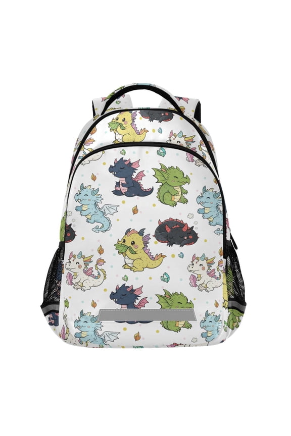 Funny Dragons Pattern Backpack Elementary School Bags Student Bookbag Travel Rucksack
