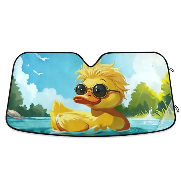 ALAZA Funny Duck Pattern Car Windshield Sun Shade Foldable UV Ray Sunshade Visor Protector 55 x 27.6in