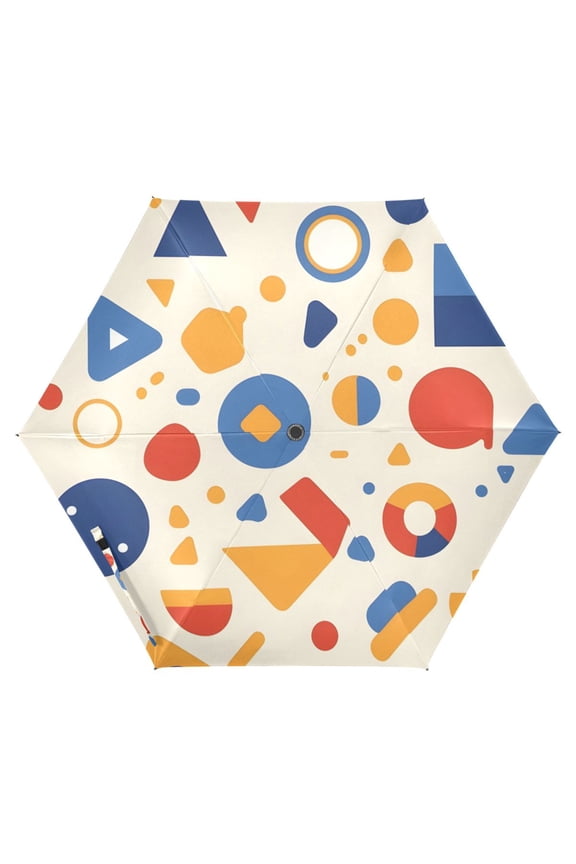 Funny Geometric Shapes UPF 50+ Compact Folding Umbrella for Rain Travel Umbrella Packable