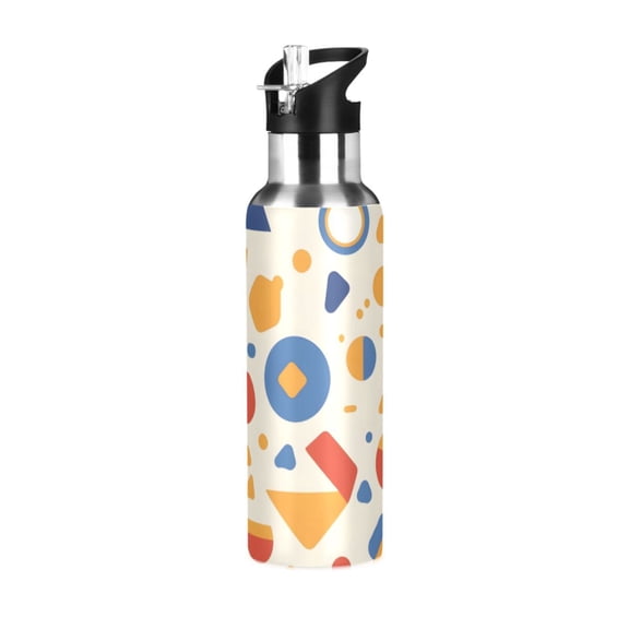 ALAZA Funny Geometric Shapes Water Bottle Insulated Flask Stainless Steel Straw Lid 20 oz
