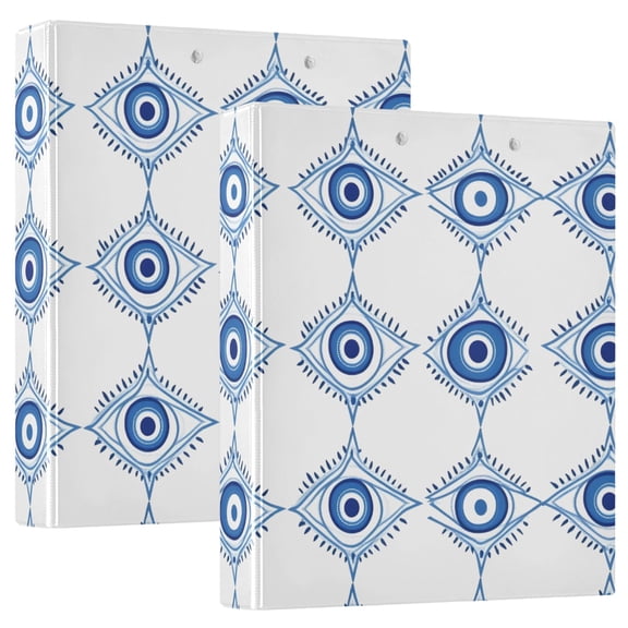 ALAZA Funny Geometry Eyes Hardcover 3 Ring Binder 1.5" Round Rings Interior Pockets Binders Organizer 2 Pack