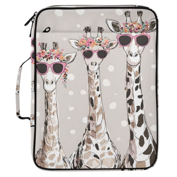 ALAZA Funny Giraffe Pattern Expanding Accordion File Folder 3 Ring Zipper Organizer Portable Document Binder Bag