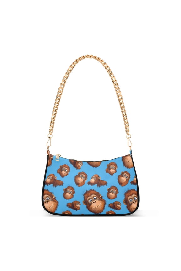 Funny Gorillas Blue Women's Chain Shoulder Bag Hobo Handbag Tote Crossbody Purse