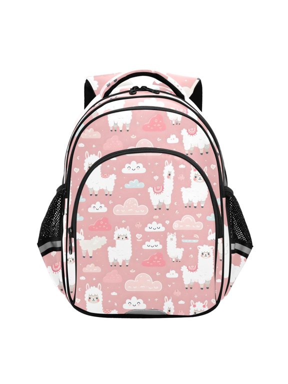 Funny Llama and Clouds School Backpack Elementary Bag Bookbag Travel Rucksack