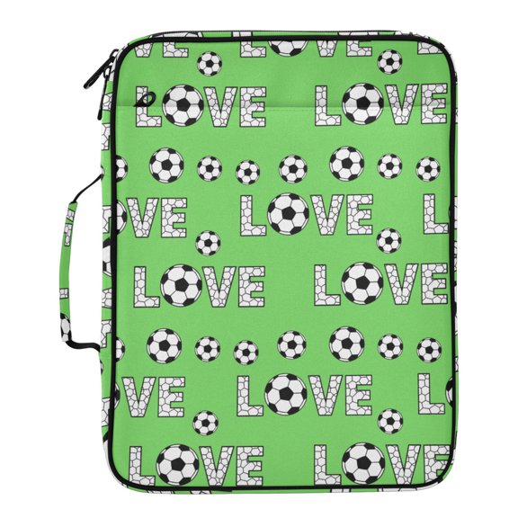 ALAZA Funny Love Football Pattern Expanding Accordion File Folder 3 Ring Zipper Binder Organizer Portable Document Bag