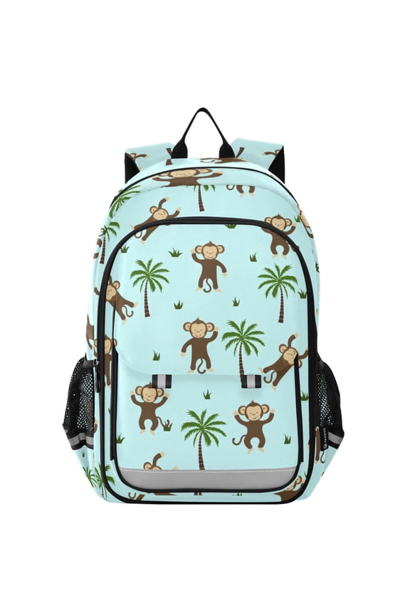 Funny Monkey and Tree Palm Laptop Backpack Purse Travel Bag Casual School Bookbag Rucksack for Women Men