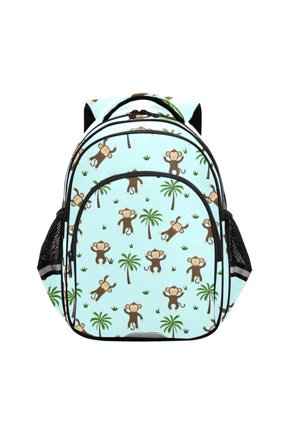 Funny Monkey and Tree Palm School Backpack Elementary Bag Bookbag Travel Rucksack