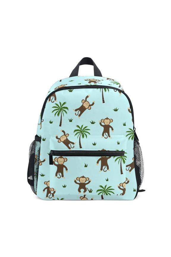Funny Monkey and Tree Palm School Backpack Small Bookbag Mini Bags