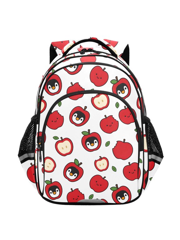 Funny Penguins Apples School Backpack Elementary Bag Student Bookbag Travel Rucksack